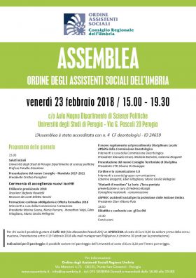 Assemblea degli iscritti all'Ordine degli Assistenti Sociali dell'UMBRIA