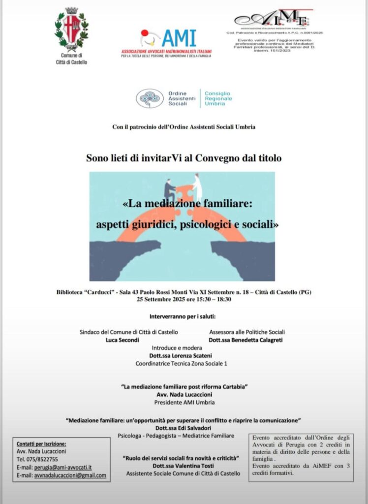 locandina convengno mediazione famigliare settembre 2025